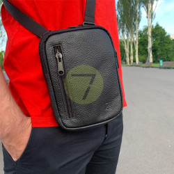 А24 Плечевая-поясная сумка с кобурой A-line кожаная, черная