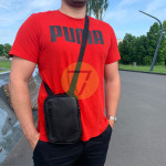 А24 Плечевая-поясная сумка с кобурой A-line кожаная, черная