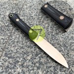 Нож нескладной ручной работы ПОМОЩНИК №32 с кожаными ножнами (СТАЛЬ N690)