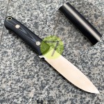 Нож нескладной ручной работы ПОМОЩНИК №32 с кожаными ножнами (СТАЛЬ N690)