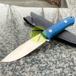 Нож нескладной ручной работы ПОМОЩНИК №33 с кожаными ножнами (СТАЛЬ N690)