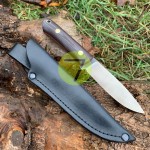 Нож нескладной ручной работы ПОМОЩНИК №35 (сталь N690) с кожаными ножнами Нож нескладной ручной работы ПОМОЩНИК №35 (сталь N690) с кожаными ножнами