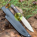 Нож нескладной ручной работы ПОМОЩНИК №35 (сталь N690) с кожаными ножнами Нож нескладной ручной работы ПОМОЩНИК №35 (сталь N690) с кожаными ножнами