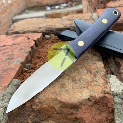 Нож нескладной ручной работы ПОМОЩНИК №36 (сталь N690) с кожаными ножнами Нож нескладной ручной работы ПОМОЩНИК №36 (сталь N690) с кожаными ножнами