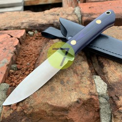Нож нескладной ручной работы ПОМОЩНИК №36 (сталь N690) с кожаными ножнами