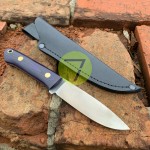 Нож нескладной ручной работы ПОМОЩНИК №36 (сталь N690) с кожаными ножнами