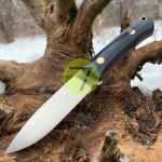 Нож нескладной ручной работы ПОМОЩНИК №40 (сталь N690) с кожаными ножнами Нож нескладной ручной работы ПОМОЩНИК №40 (сталь N690) с кожаными ножнами