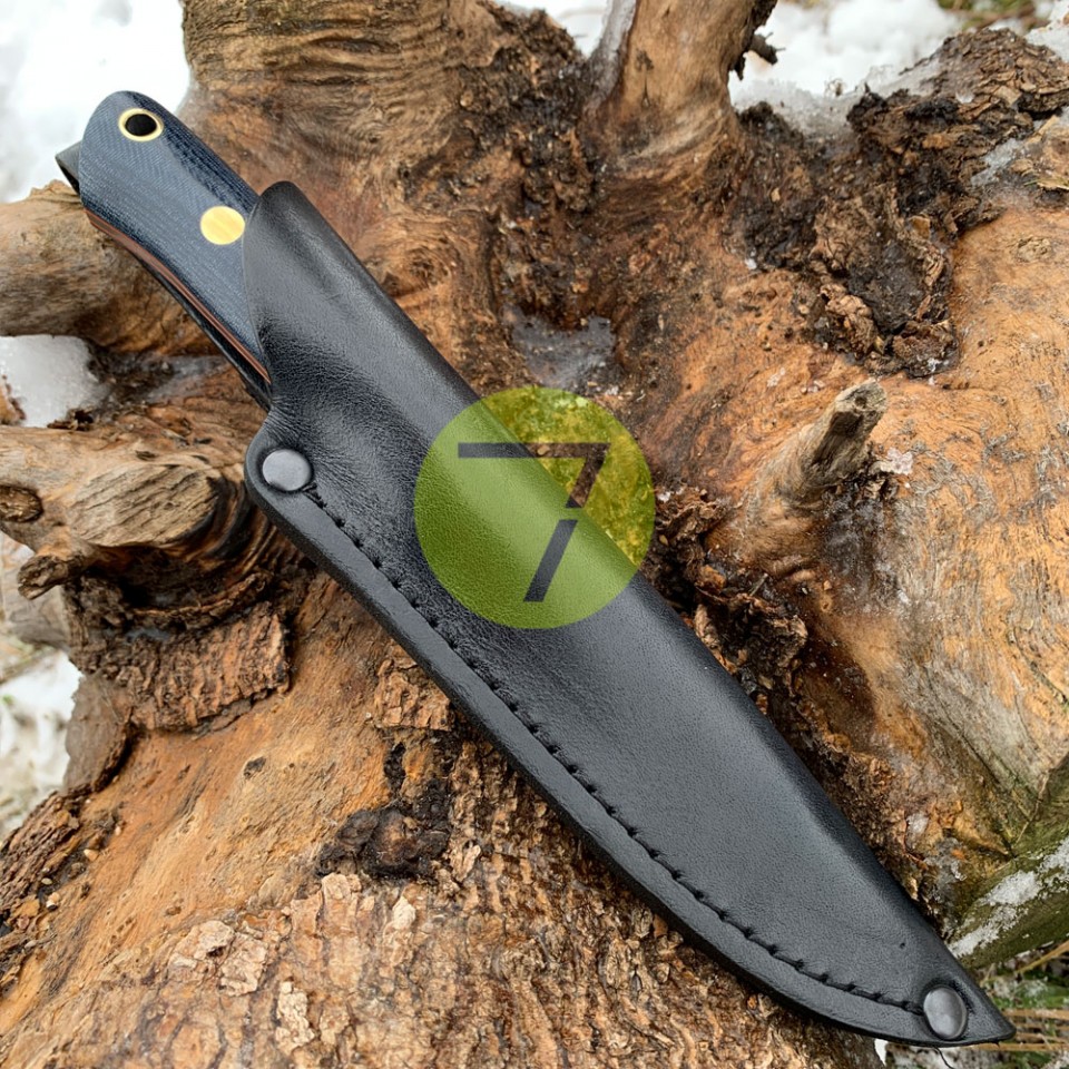 Нож нескладной ручной работы ПОМОЩНИК №40 (сталь N690) с кожаными ножнами Нож нескладной ручной работы ПОМОЩНИК №40 (сталь N690) с кожаными ножнами