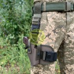 Кобура набедренная, поясная 2в1 с платформой синтетическая на ПМ олива со шнуром Кобура набедренная, поясная 2в1 с платформой синтетическая на ПМ олива со шнуром