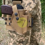 Кобура набедренная, поясная 2в1 с платформой синтетическая на ПМ койот со шнуром