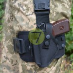 Кобура набедренная ЛЕВША поясная 2в1 с платформой синтетическая на ПМ черная 