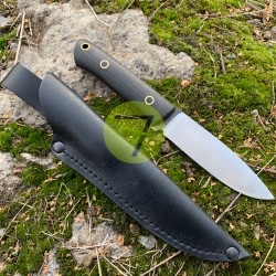 Нож нескладной ручной работы ПОМОЩНИК №25 (сталь N690) с кожаными ножнами