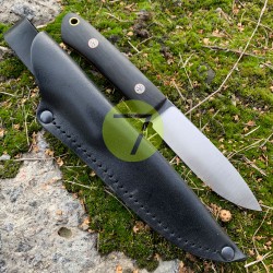 Нож нескладной ручной работы ПОМОЩНИК №26 с кожаными ножнами (СТАЛЬ N690)