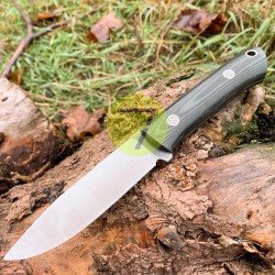 Нож нескладной ручной работы ПОМОЩНИК №31 с кожаными ножнами (СТАЛЬ N690)