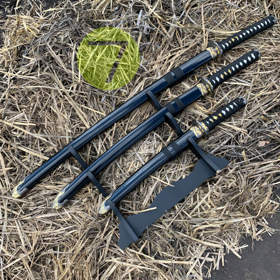 Набор катан самурайские мечи 3в1 Вакидзаси Tanto Katana глянец